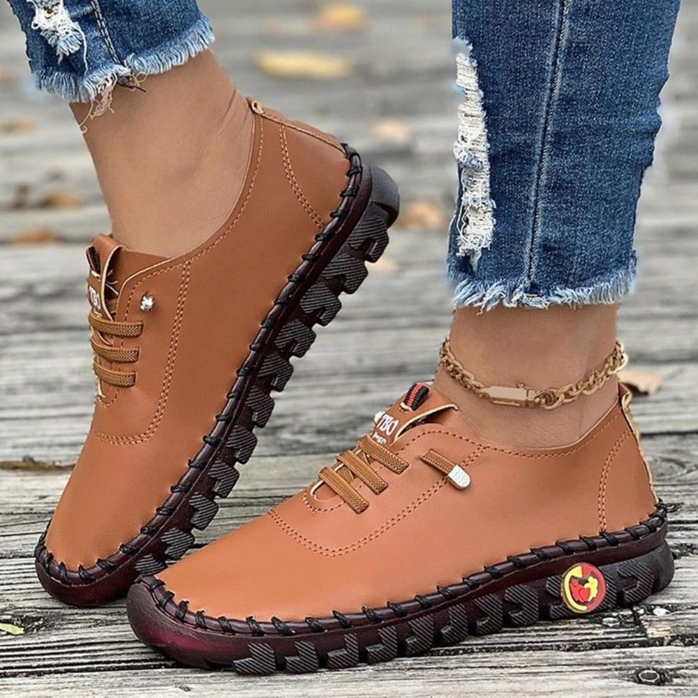 Fashion Sneakers Women Shoes Loafers Lace Up Leather Flat New Spring 2024 Casual Comfortable Mom Shoe Mujer Zapatos Chaussure Femme