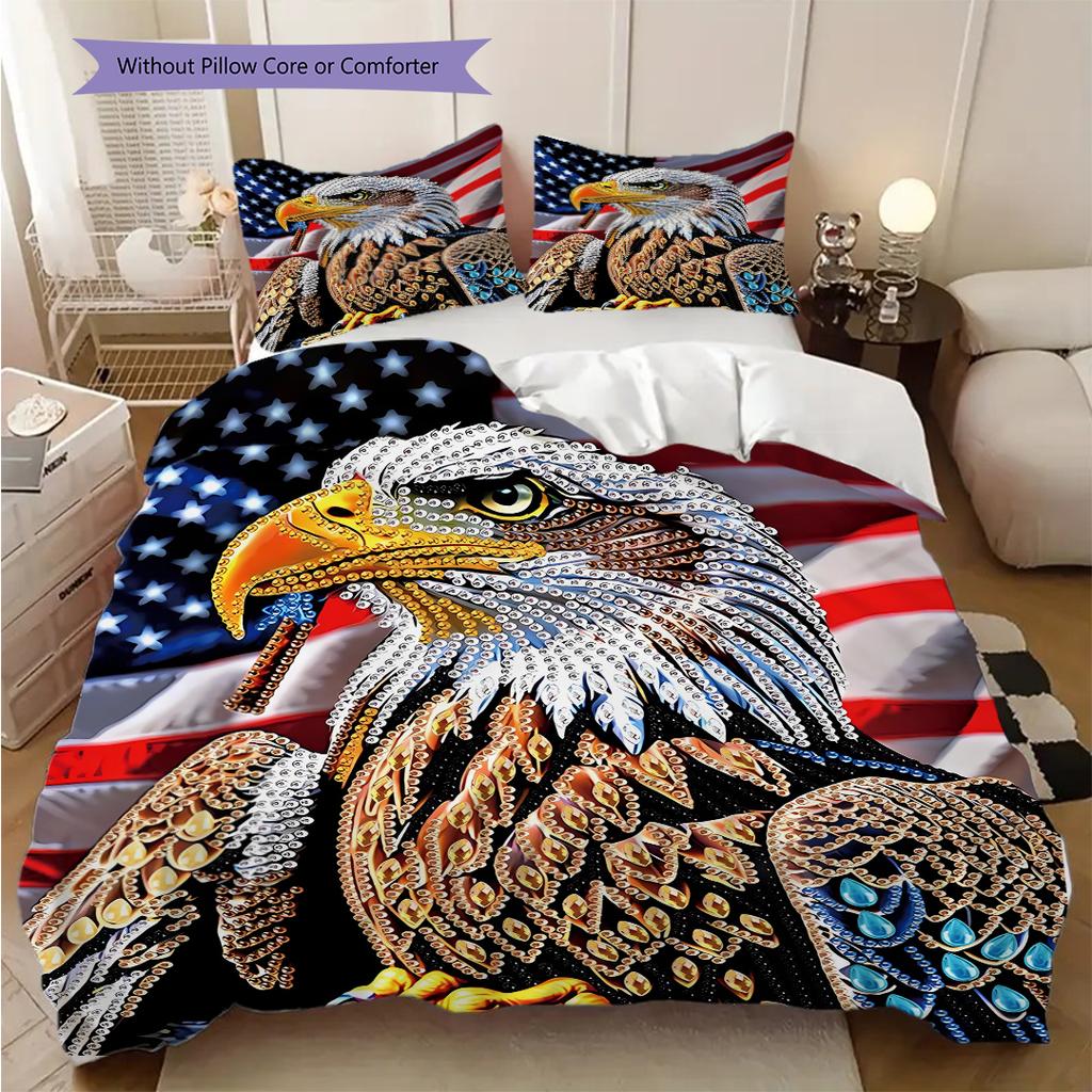 The majestic American bald eagle bedding, duvet cover, pillowcase, home decoration, birthday gift (1 * duvet cover+2 * pillowcase, coreless)