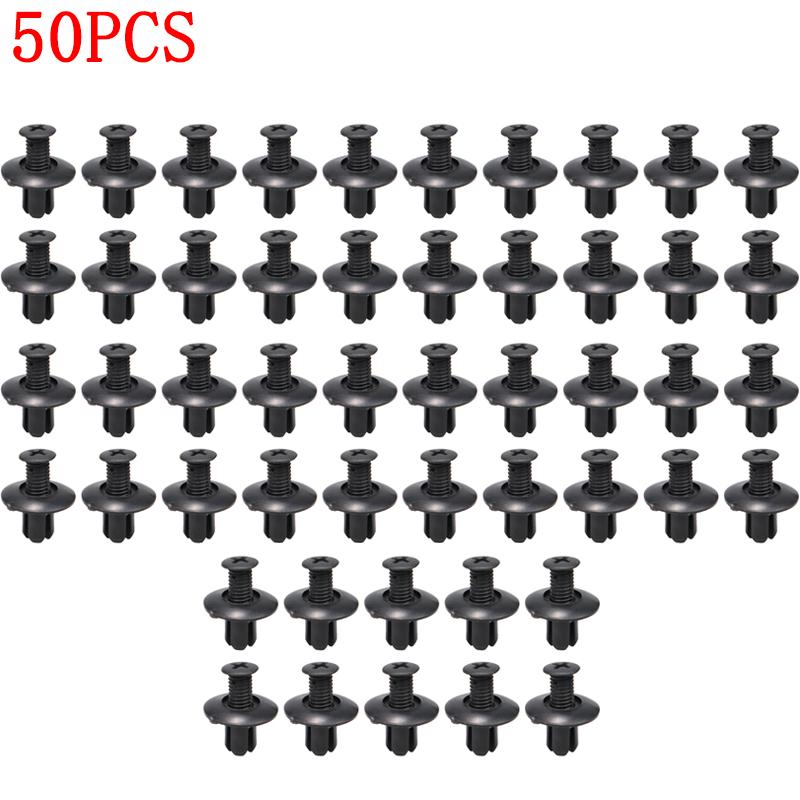 50Pcs Universal Car Bumper Fender Rivets Fasteners Screw 8mm Hole Black Plastic Rivets Fasteners Fixed Clip Auto Accessories
