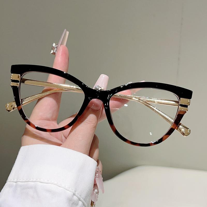 KAMMPT Cat Eye Glasses Women Fashion Patchwork Rim Optical Frames Trendy Vintage Brand Design Blue Light Blocking Eyewear