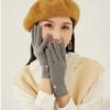 Windproof Outdoor Solid Color Velvet Female Gloves  Thick Mittens Full Finger Gloves