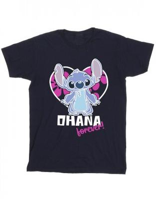 Girls Lilo And Stitch Ohana Forever Heart Cotton T-Shirt