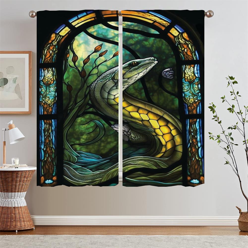 

Витражные рождественские шторы Sealife для гостиной, подхваты для штор, шторы для спальни, 2 шт., жалюзи, щупальца, завитки W50xH70cmx2pcs-CL