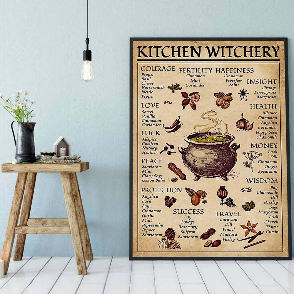 Kitchen Witchery Funny Posters Prints Room Decor Wall Pictures Witches Magic Knowledge Art Painting Home Decor Canvas Painting