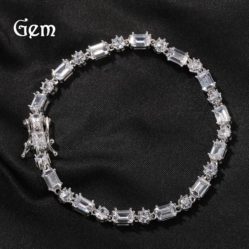 Square and round zirconium tennis bracelet