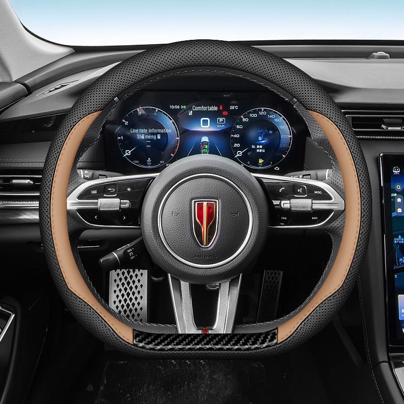 Nappa Leather Steering Wheel Cover for Hongqi H6/H9/HS3/H5 - Ultra-thin, Anti-slip, Anti-sweat, Original Color.