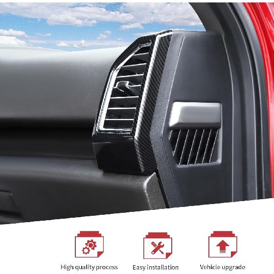 2pcs/set Dashboard Air Conditioning Vent Cover Trim for Ford F150 2015 2016 2017 2018 2019 2020 Interior Accessories (Carbon Fiber)