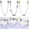 Fit Original Bangle Bracelet Newest Charms Bead Copper Butterfly Heart Shape Dangle Safety Chain Jewelry Diy Gift