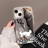 Stylish Dog-Themed Makeup Mirror Phone Case For Iphone 17 17E 16E 16 15 14 13 12 11 17 Pro Max Plus Vintage Floral Cover Fundas