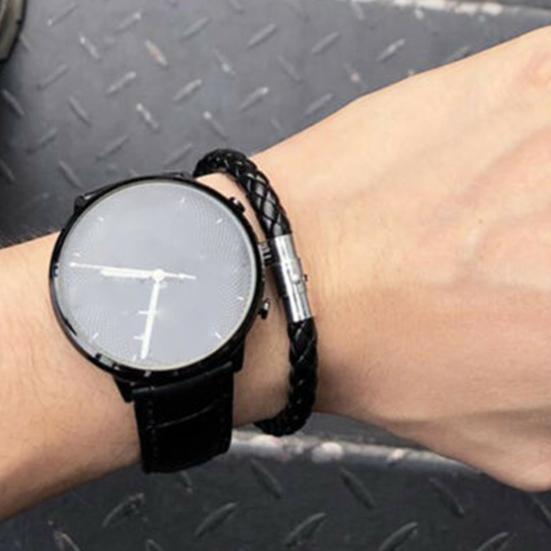 Bracelet Braided with Magnetic Buckle Faux Leather Versatile Men Hand Chain for Anniversary