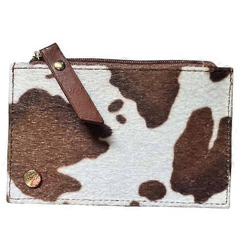 Porta-moedas e Cartões Estampa de Vaca Mini Carteira de Couro Sintético com Compartimento com Zíper Espaços para Cartões Bolso Deslizante