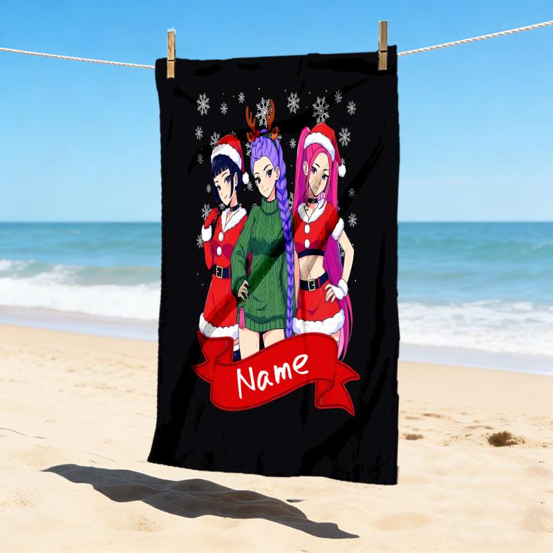 Custom Name Fantasy Heroes Stylish Digital Printing Beach Towel Quick‑Drying Absorbent Blanket for Beach Pool Gym Travel