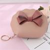 New College Style Bow PU Leather Keychain Mini Wallet Multifunctional Portable Lipstick Coin Storage Bag Zipper Coin Purse