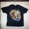 Vintage Nature T-Shirt XL Black Native Indian Eagle Wolf Big Front Graphic 1993