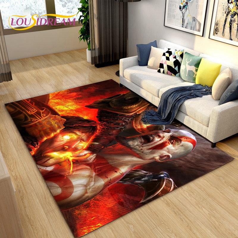 God of War Game Gamer  Area Rug Large,Carpet Rug for Living Room Bedroom Sofa Doormat Decoration,Kids Play  Non-slip Floor Mat