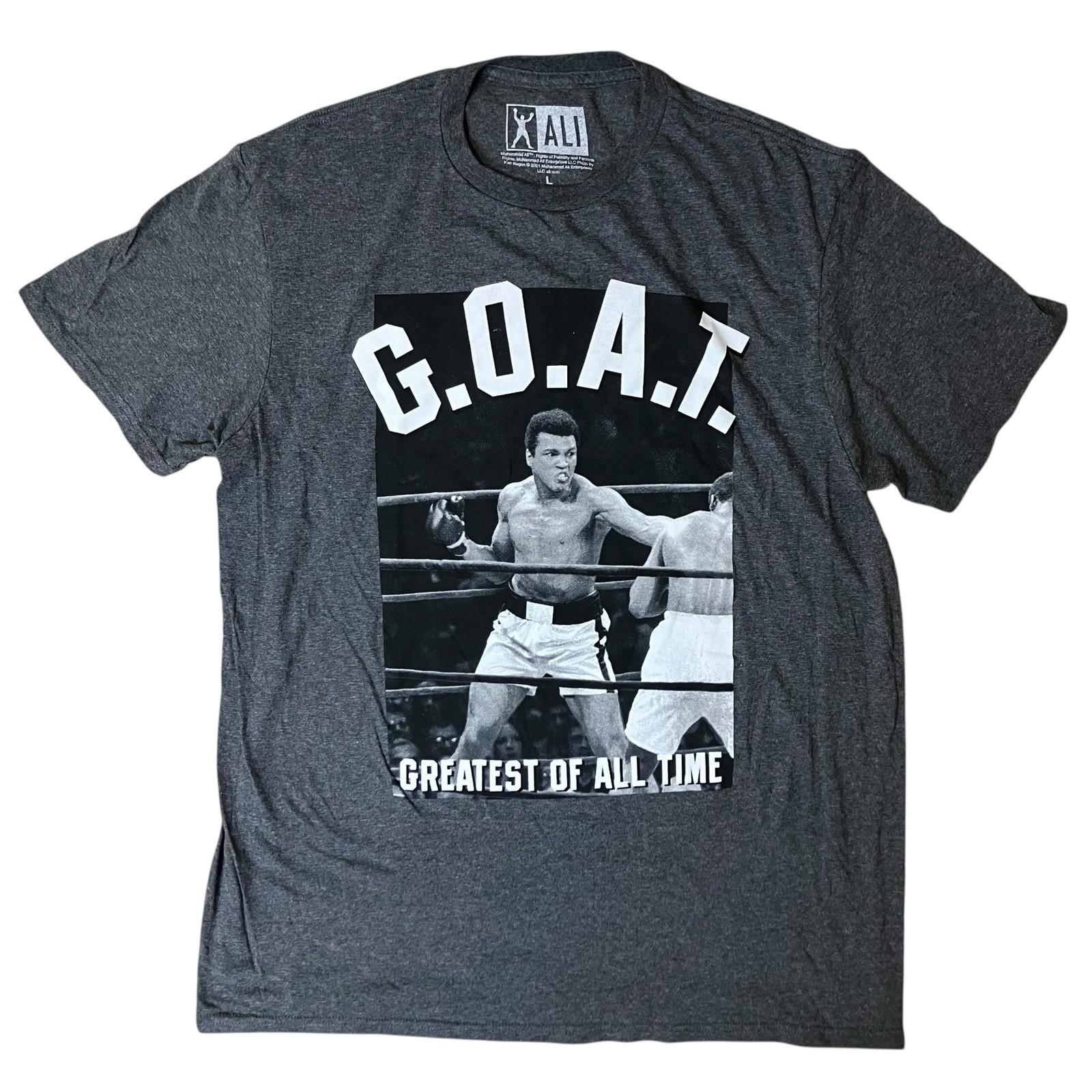 Muhammad Ali T-Shirt Grey Cotton G.O.A.T. Greatest Of All Time Boxing New Size L L
