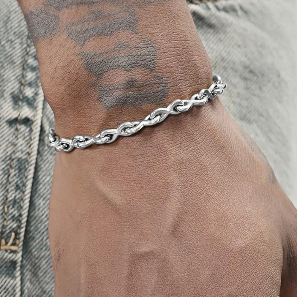 8MM Infinite Symbol Twill Ring Handmade Bracelet Hip Hop Men Stainless Steel Jewelry Fashion Party Gift