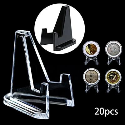 20Pcs Plastic Mini Coin Display Stand Small Easel Rack Shelf Frame Photo Display Dish Rack Commemorative Coins Capsule Holder
