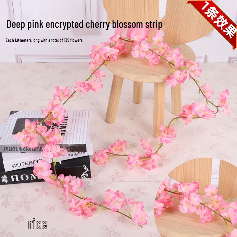 Artificial Cherry Blossom Vine: Indoor Ceiling Wedding Decoration, Rattan Pipe Cover