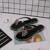 Fashion 2024 Spring/summer new large size flip flops women bow knot rhinestones outdoor leisure beach flat home sandals/slippers