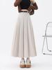 Women's High Waist Gray A-Line Pleated Mid-Length Skirt - Spring, Summer, Autumn 2025