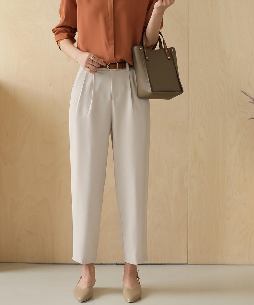 Ppaeppae Two-Pin Tuck Semi-Baggy Slacks