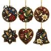 Acrylic Santa Hanging Ornaments 6 Pcs Christmas Pearl Art Ornaments, 2D Flat Holiday Tree Pendant, Decorations Effect Decoration for Home Wall