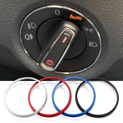 Golf Jett MK5 MK6 Passat B6 B7 CC Touran Tiguan Накладка на перемикач фар Декоративне кільце Міцний алюміній, Кольорова декоративна накладка для інтер'єру автомобіля, Автоаксесуар
