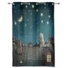 Cat Roof Kitten Night Moon Stars Curtains for Bedroom Living Room Drapes Kitchen Children's Room Window Curtain Home Decor