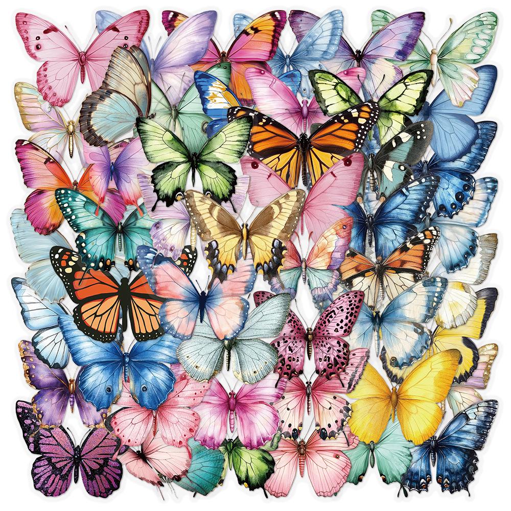 Butterfly Cartoon PET Waterproof Stickers for Journals, Bottles, Phones, and Computers
