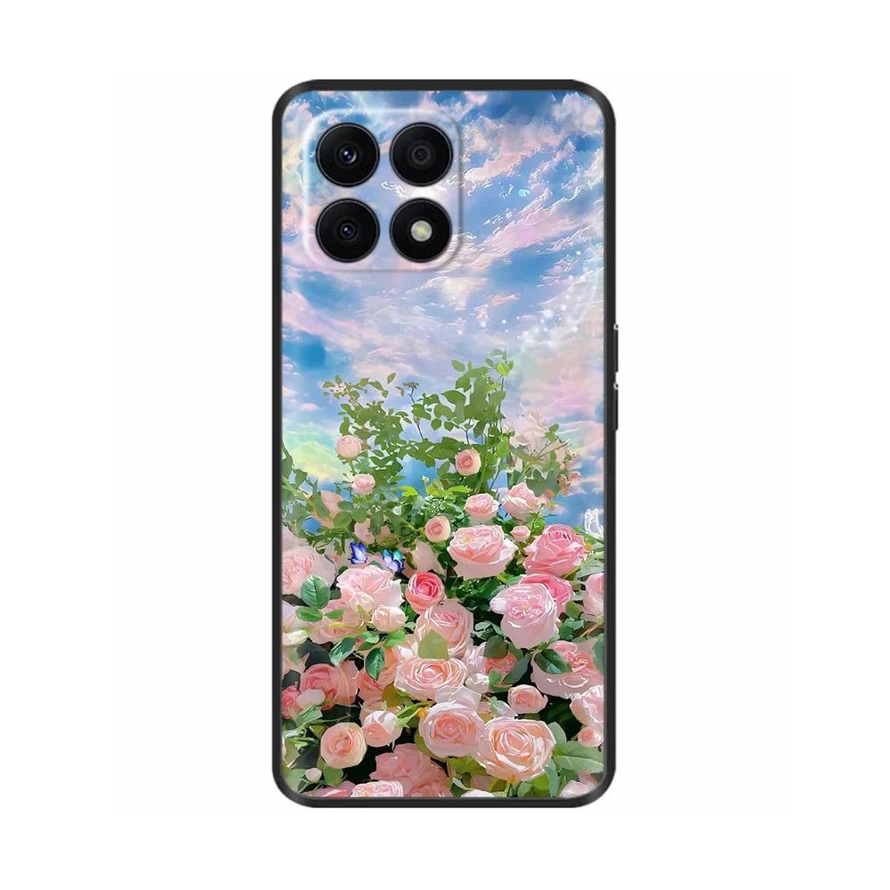Für Huawei Honor X8A Hülle Mode Blume Weiches TPU Silikon Handyhülle Für Honor X8A HonorX8A Funda Stoßfeste Rückabdeckung Coque