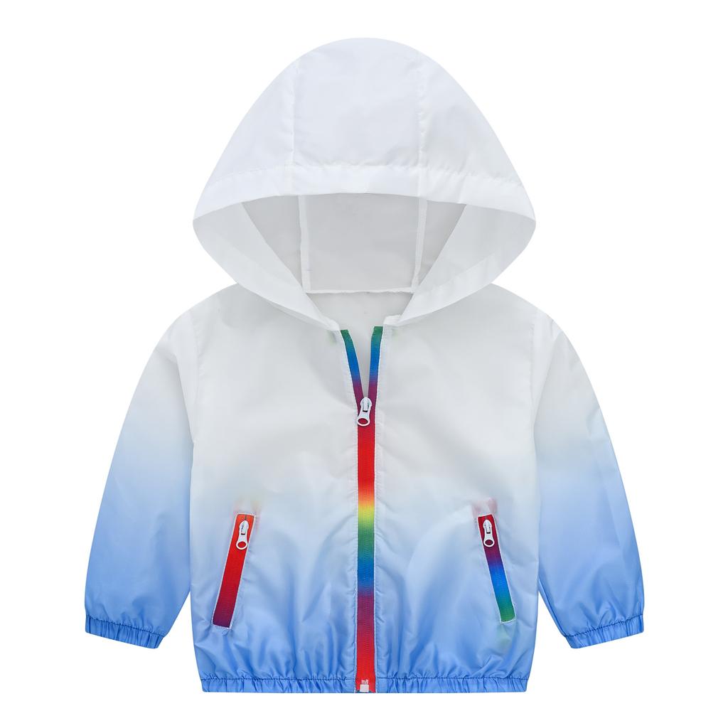 Children's Children's Sunscreen Jacket Boys and Girls Skin Coat Rainbow Hooded Sunscreen Clothing Air Conditioning Shirt