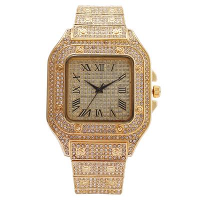 Luxury Rhinestone Square Watch for Women  Fashion Diamond Roman Numeral Quartz Wristwatch  Elegant Dress Watch with Metal Band