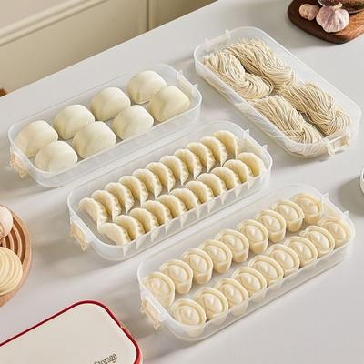 Plastic Dumpling Box Transparent Large Capacity Food Egg Frozen Box Multi-Layer with Lid Wonton Fresh-Keeping Organizer