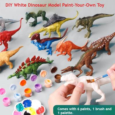 Male deinen eigenen Dinosaurier Bausatz 8 Weiße Leere Modelle mit Farben Kreatives DIY Spielzeug für Kinder Spaß Kunsthandwerk Pädagogisches Geschenk