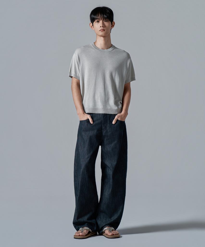 WAAR M1092 Airy Round Knit_Light Gray