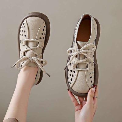 Hohler Taschenkopf Sandalen neu retro vielseitig Sommer Einzelschuhe dicksohlige sportlich lässig weichsohlige atmungsaktive Lochschuhe
