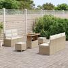 Ensemble de 8 pièces de Canapés de Jardin avec Coussins Rattan Beige Poly Acacia, Canapé de Jardin 2 Places avec Coussins 3362471