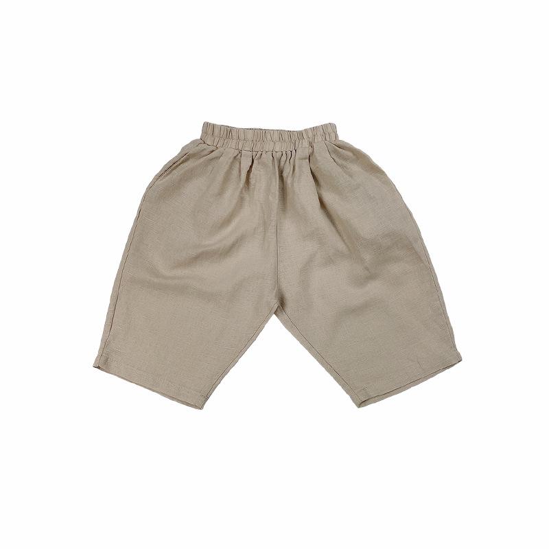 Japanese-Korean Style Cotton Linen Kids Carrot Pants - High Waist Summer Capris for Boys and Girls 80cm