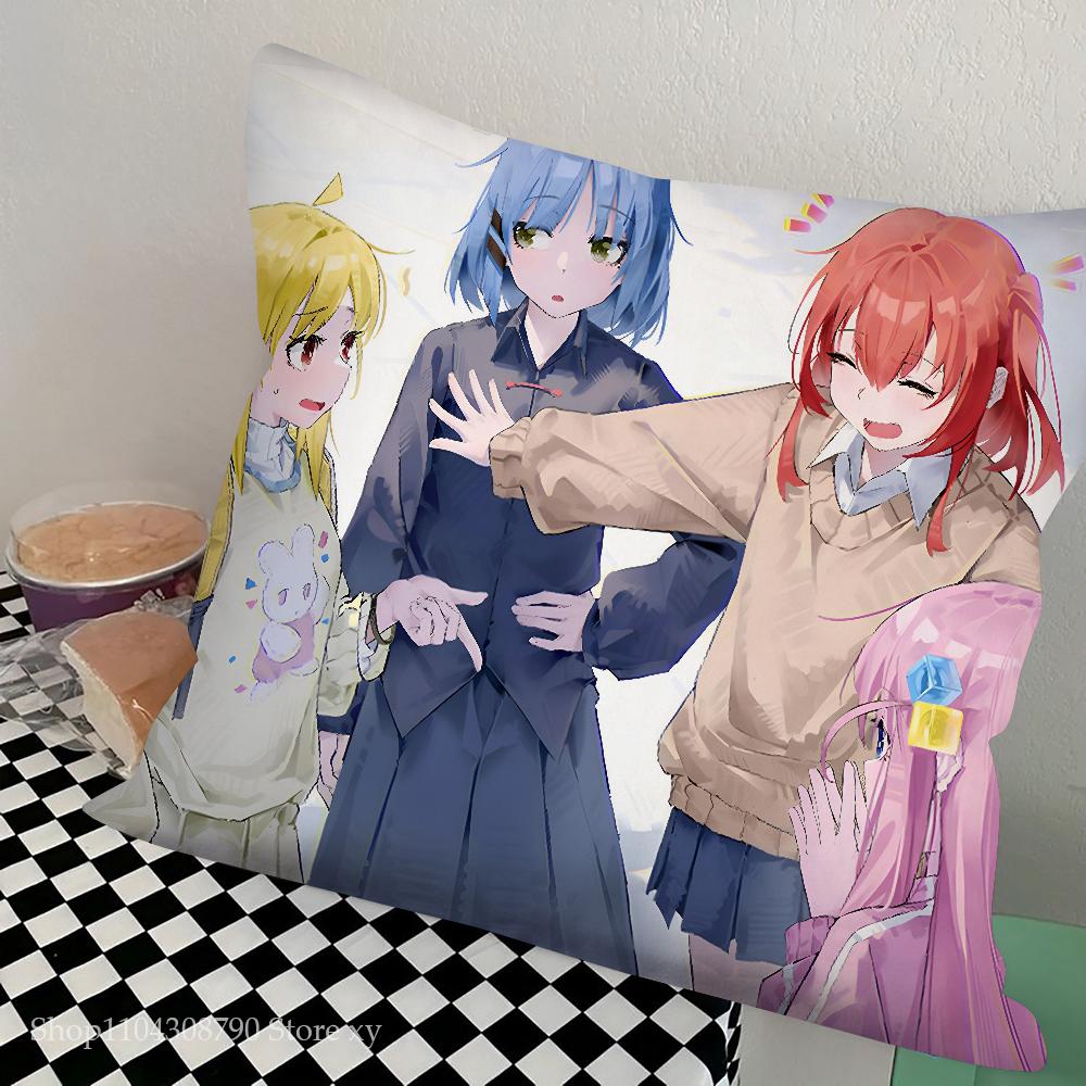 Anime Bocchi The Rock Pillow Case Square Pillow Bedroom Sofa Leisure Comfort Cushion Car Living Room Home Decoration