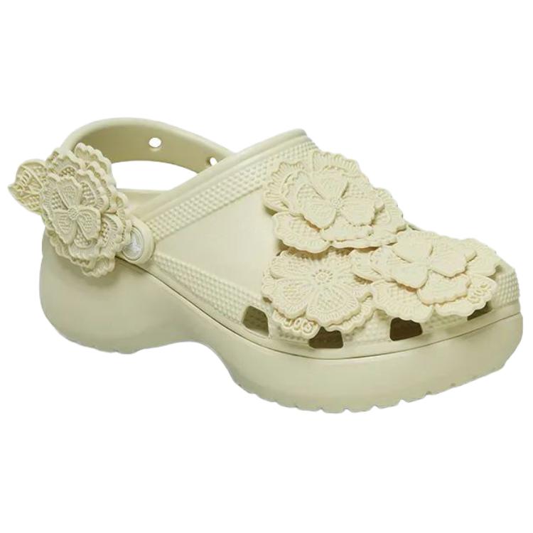 Crocs Classic Cloud Silk Flower Versatile Casual Clogs Women clogs Bone-White 212984-2Y2