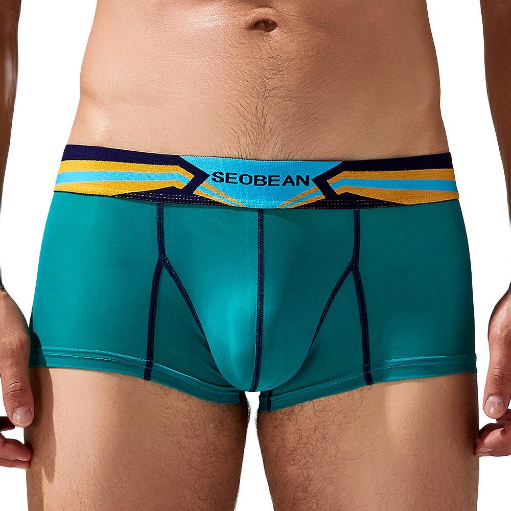 Men's Low Rise Ice Silk Boxer Briefs Quick Dry Athletic Underwear Breathable Sport Trunks for Men