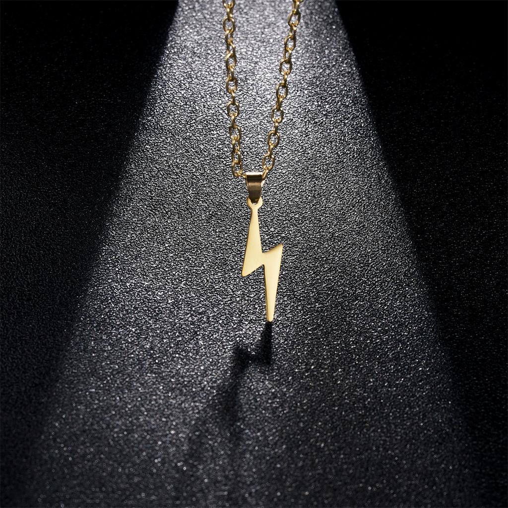 Stainless Steel Lightning Pendant Necklace For Women Men Temperament Hip Hop Lightning Link Chain Choker Punk Party Jewelry Gift