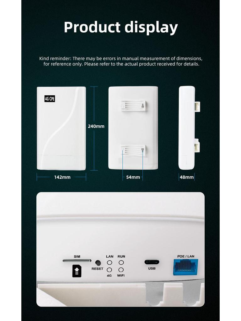 5G Tri-Network Outdoor Waterproof 4G Router, Freeze-Proof WiFi POE, LTE Wireless Network Port Sharing