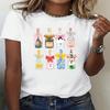 Women's Solid Color Round Neck Short Sleeve Champagne Print Casual Loose T-Shirt