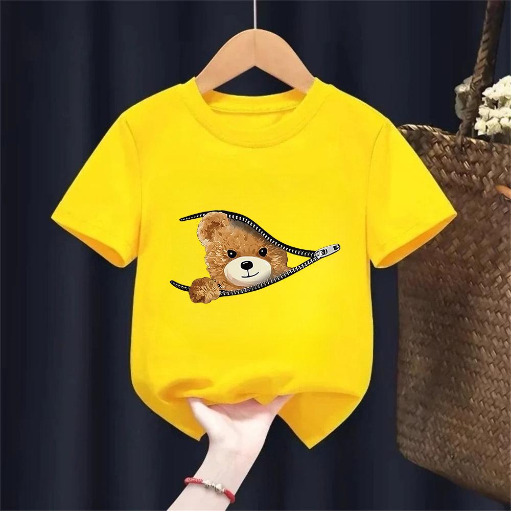 Short Sleeve Fashion Bear Funny Y2k T Shirts Manga Kids Childrens Tshirt Boys Girls Summer Spring Casual Top Tee Shirt