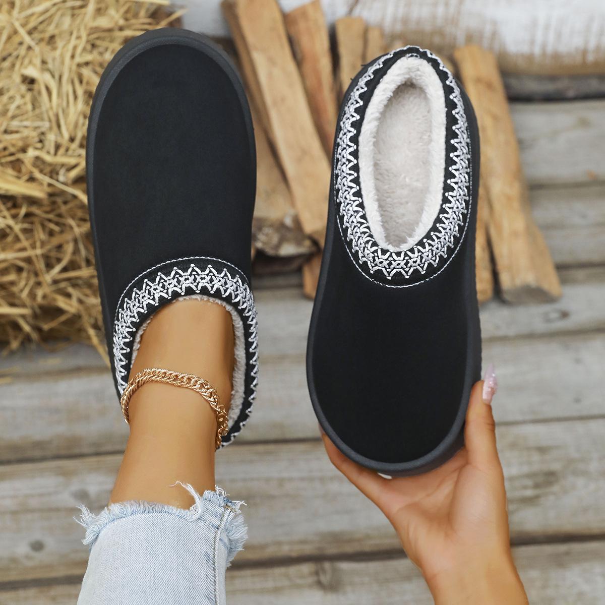 

Модные кружевные ботинки большого размера, универсальные зимние ботинки 2025, новые, теплые флисовые тапочки с закрытым носком для женщин 43