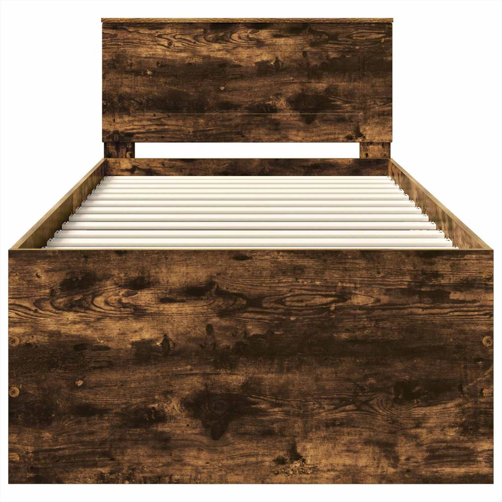 Bed Frame Smoked Oak 75 x 190 cm Particleboard