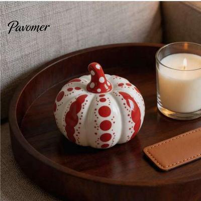 Figuritas de Calabaza Pequeñas y Grandes Escultura de Cerámica, Figura Moderna de Puntos, Decoración de Habitación Estilo Granja Decoración de Mesa para Otoño, Halloween,