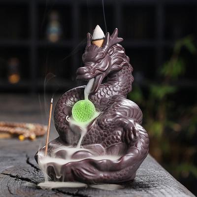 Chinesischer Loong-Rückfluss-Räuchergefäß aus Keramik, kreatives LED-Licht, großer chinesischer Loong-Rückfluss-Räuchergefäß, Wohnaccessoires